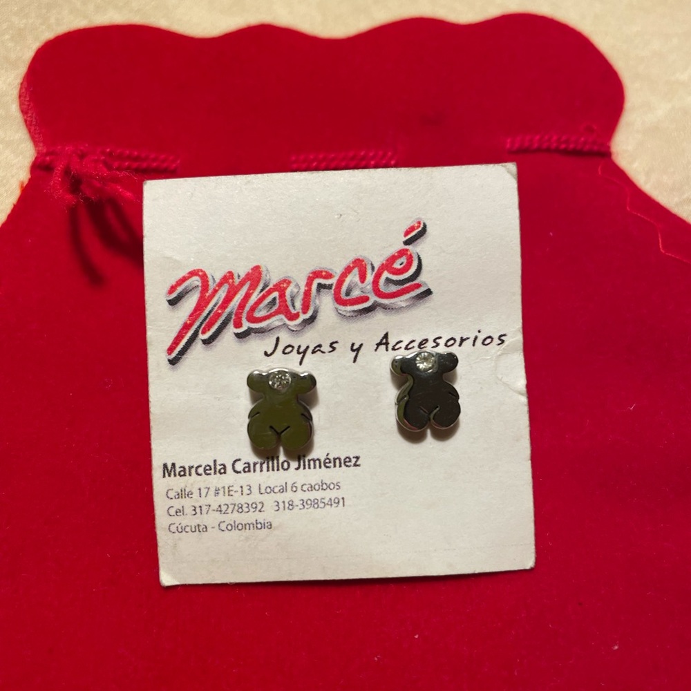 Marcé Colombian Silver Teddy Bear Stud Earrings